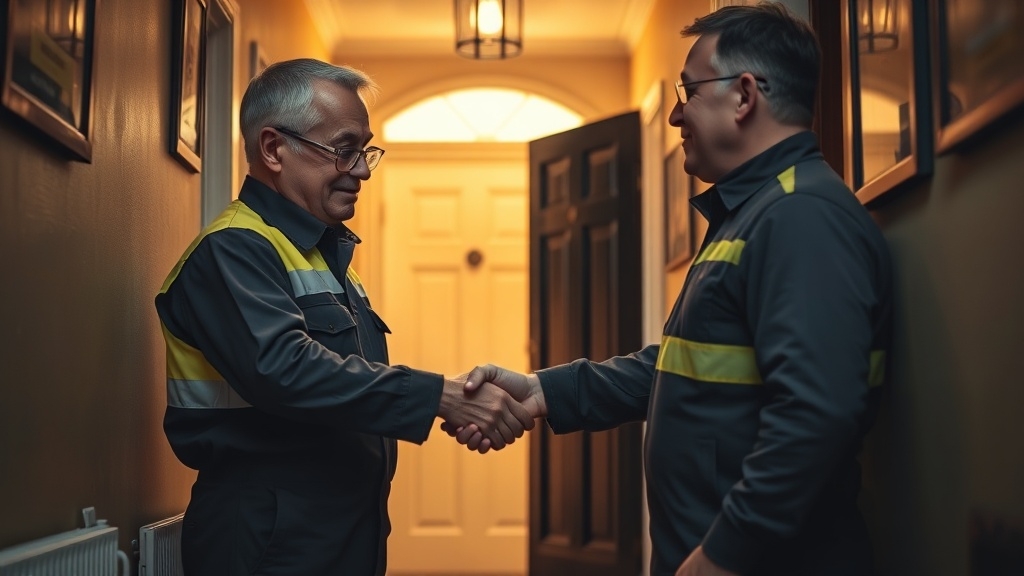 Engineer shaking hands with a New Malden homeowner after locating their leak
